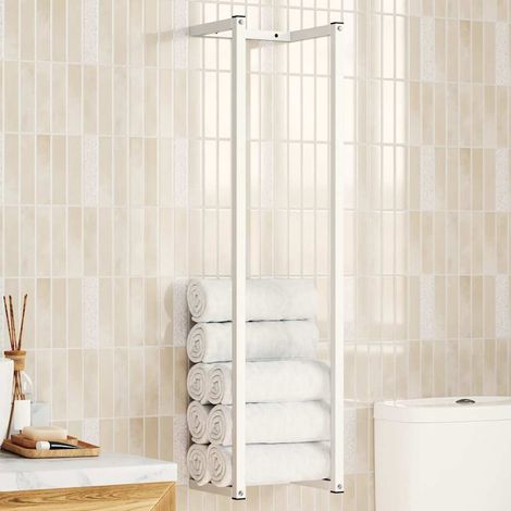 Porte-serviette de salle de bain Style Contemporain - Blanc 25x20x95 cm Acier BV159344 - BonneVie (1/5)