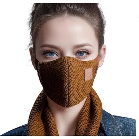 Kuschelige Strick-Gesichtsmaske und passender Schal für Damen – Stilvoller Gesichtsschutz für Radfahrer – Winddicht und luxuriös (1/5)