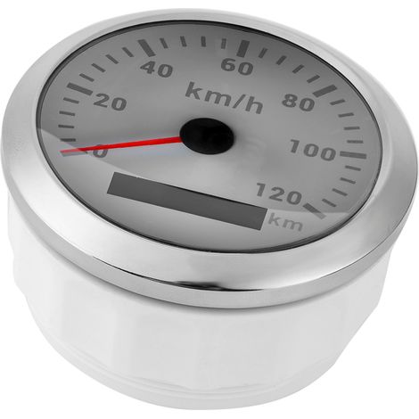 85-mm-GPS-Tachometer mit 120-km/h-Kilometerzähler für Boote, Yachten, Außenbordmotoren, Autos, Motorräder und Baumaschinen, weißes Zifferblatt (1/5)