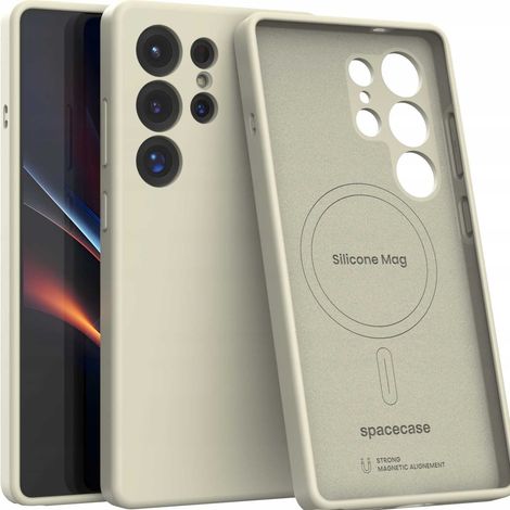 Étui de protection en silicone Spacecase Mag pour Galaxy S25 Ultra beige (1/5)