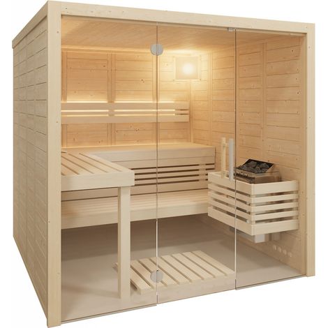 Infraworld Solido Glas Massivholzsauna aus nordischer Fichte 210x212x202cm (1/5)