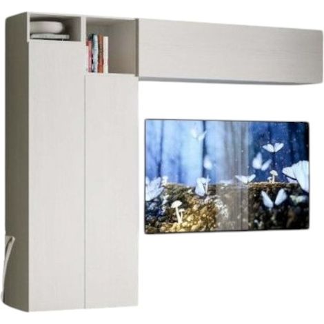 Colonne TV modulable suspendu design blanc Kira L 234cm - 5 pièces (1/3)