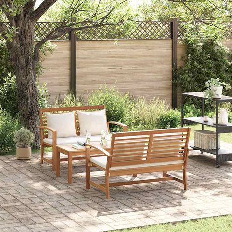 vidaXL Set Divano da Giardino 3 pcs Naturale Legno di teak solido (1/5)