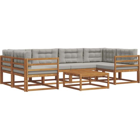 Conjunto de sofás de exterior 7 pcs Gris Natural y Claro vidaXL (1/5)