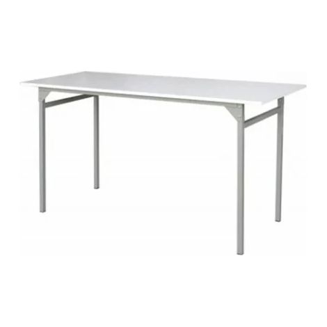Outifrance – Table pliante 150x60cm pour collectivités – Plateau mélaminé blanc – Piètement métallique carré 25x25mm – Hauteur 80cm (1/3)