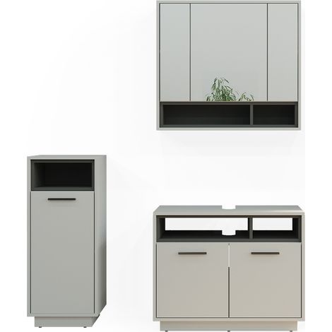 Set di mobili da bagno Beatrice, Grigio, 3 parti, Vicco (1/5)