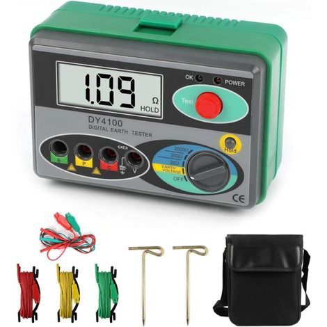 Erdungs- und elektrischer Widerstandsmesser 02000Ω Digitales LCD-Erdungswiderstandsmessgerät, Bodenwiderstandsmessgerät, Megohmmeter (1/5)