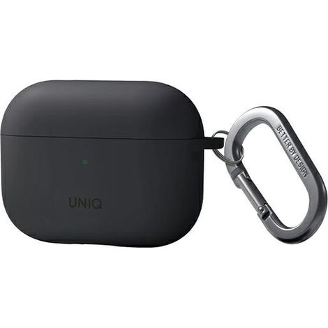 Uniq Schutzhülle für Nexo AirPods Pro 2. Generation + Ohrhaken aus Silikon (2022/2023), grau/anthrazitgrau (1/3)