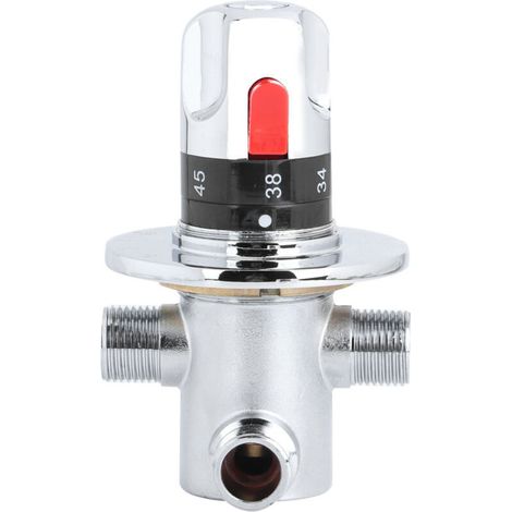 Vanne Mélangeur G1/2 Eau Chaude Froide Mitigeur Thermostatique en Laiton Valve de Mélange Température Fixe pour Lavabo Cuisine Salle de Bain Toilette (1/5)
