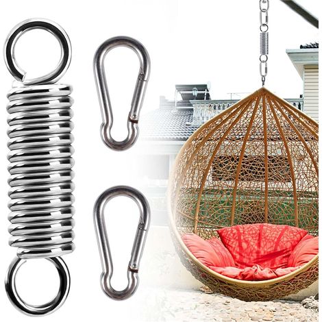 Lntyq 304 Schaukelfeder für Hängesessel, 2 Karabiner, 1 Aufhängefeder für Hängesessel, Hängeschaukel und Boxsackhalterung (1/5)
