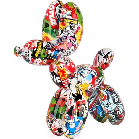 Escultura PERRO GLOBO Grafiti 29 x 26 x 9,5 cm - SpazioLuzio
