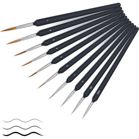 Ensemble de 10 pinceaux pour peinture par numéros : pinceaux professionnels pour acrylique, aquarelle, miniatures, maquettes, ongles et maquillage artistique (1/5)