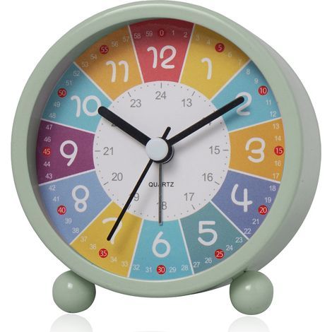 Réveil pour enfants, Réveil analogique sans tic-tac, Réveil d'apprentissage montre pour enfants réveil à quartz, Réveil pour enfants avec veilleuse à alarme forte (1/5)