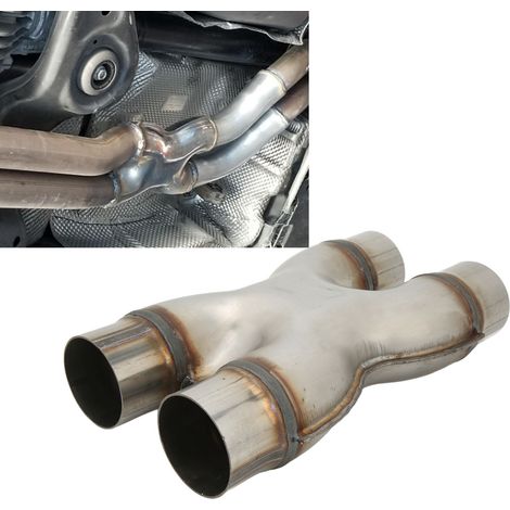 Modification de voiture : double sortie d'échappement en acier inoxydable - raccord à quatre voies, diamètre intérieur 76 mm (1/5)