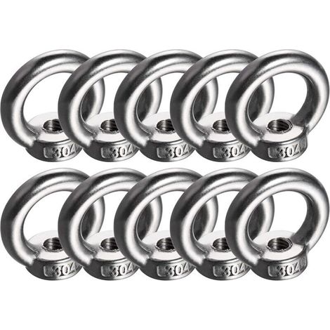 Bague de 10 pc murmure M8 Eye Mutter Transmetteur Charger 230kg 304 Mourdonneuse à œufs polis en acier inoxydable (1/5)
