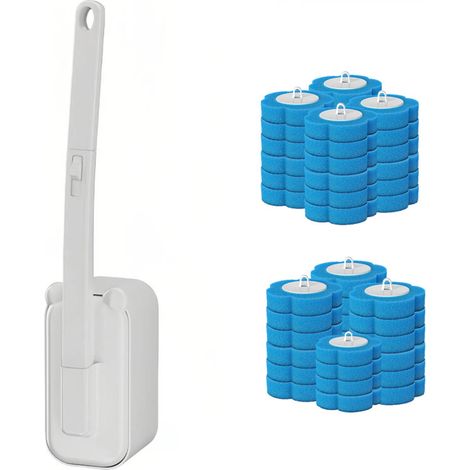 Brosse WC jetable, Accessoires de nettoyage WC, Brosse WC, Brosse WC avec support, 42 recharges (1/5)