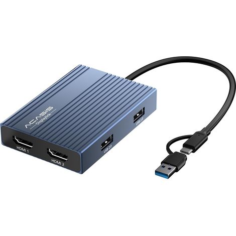 ACASIS DisplayLink Dual-HDMI Adapter, USB-C/A Auf 4K@60Hz, 100W PD  Für M1-M4 (1/5)