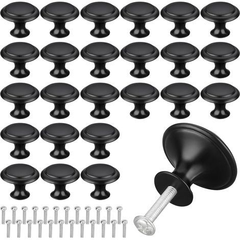 CCYKXA Black Drawer Door Handle,Round Door Knobs,Matte Black Drawer Door Handle,30mm Furniture Knobs Apply to Furniture Handles for Cupboard Cabinet Kitchen (25 Pieces) (1/5)
