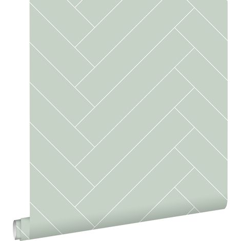 papier peint chevron vert menthe et blanc - ESTAhome (1/5)