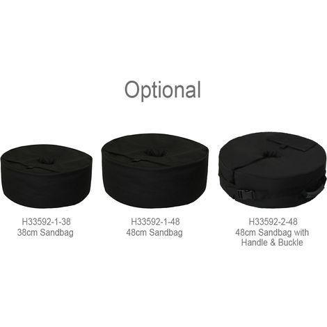 Sac de poids pour parasol et tente, Base en tissu oxford 600D résistant, Modèle rond 15" (48cm) noir, 1 sac (1/5)