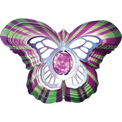 Suspension Éolienne Tournante Mandala Butterfly Crystal en Acier Inoxydable Ø 30 cm - PANGIVO