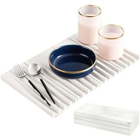 PA Tappetino scolapiatti in silicone, tappetino scolapiatti pieghevole migliorato, antiscivolo e resistente al calore, ideale per lavelli da cucina, 40 x 25 cm (bianco) (1/4)