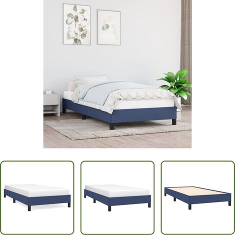 Sommeil -  Cadre de lit sans matelas bleu 90x190 cm tissu (1/5)