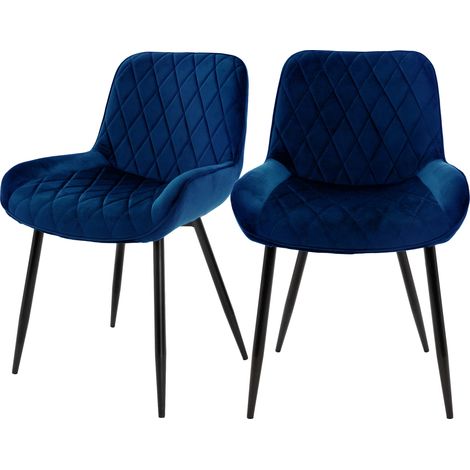 ML-Design Set di 2 Sedie per Sala da Pranzo Blu Scuro con Schienale Sedia Imbottita per Cucina con Rivestimento in Velluto Gambe in Metallo Sedia Salotto Soggiorno Materiale Traspirante e Morbido (1/5)