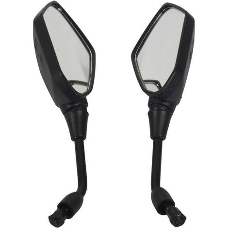 Universel 2 PièCes RéTroviseur Moto Grande Taille Noire Scooter Chrome vue ArrièRe Voir le Miroir LatéRal 10Mm