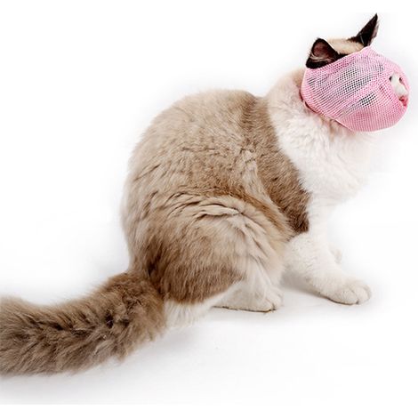 Muselières pour chats, polyvalentes, réglables, résistantes aux morsures, en maille respirante, couvre-bouche pour chats, chatons, rose (1/5)