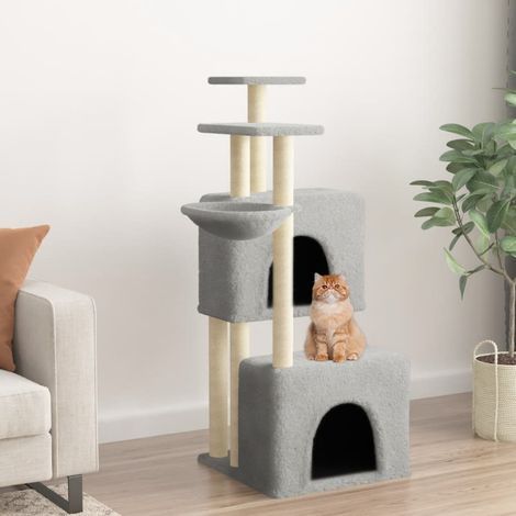 Arbre à chat avec poteaux à griffer en sisal, gris clair, 122 cm (1/5)