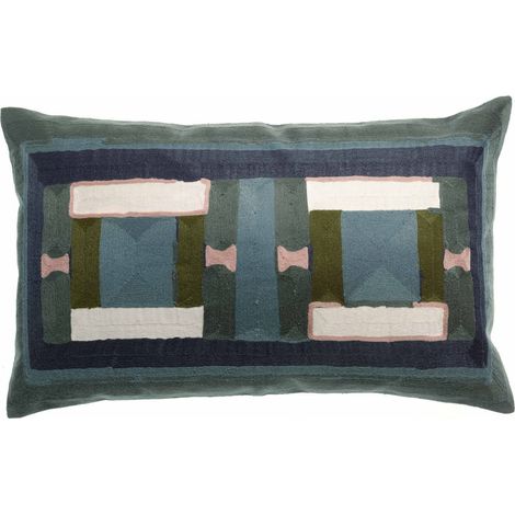Coussin Décoratif Rectangulaire Coloris Vert Gris pour Salon et Chambre - 40 x 65 cm - PANGIVO (1/5)
