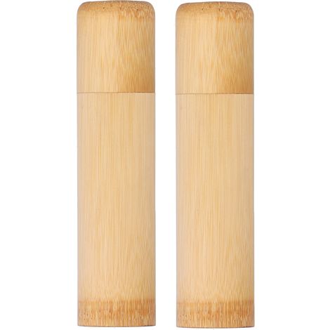 Boîte à thé en Bambou Naturel 2 pièces Tube de Stockage Naturel respectueux de l'environnement Boîte à thé Tube en Bambou Tube d'encens pour Grains de café épices. (1/5)