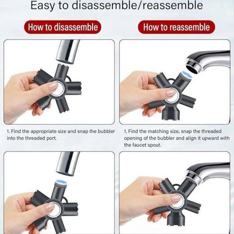 Kit D'Outils de Démontage D'Aérateur de 10 en 1, Clé D'Aérateur Robuste Universelle pour Aérateurs/Aérateurs Filetés Cachés. (1/5)