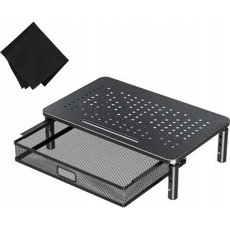 Verstellbarer Laptop-Monitorständer mit Schublade, Metall + Stoff (1/5)
