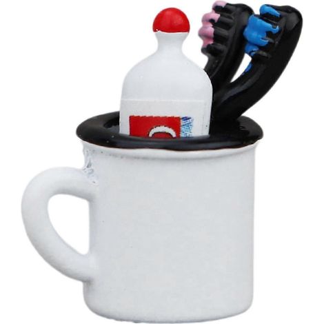 Ensemble miniature de dentifrice, brosse à dents et mini-gobelet en alliage réaliste pour poupées 1:6 et 1:12.-B-White (1/5)