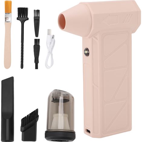 Ventilador Super Turbo Campin, limpiador de polvo portátil para coche, soplador de nieve y agua para barbacoa, recargable, 130000 RPM, rosa