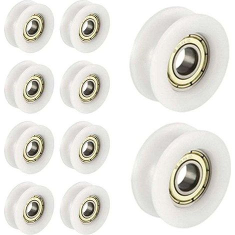 10 pezzi OPPURE Nylon con plastica integrata 608, XU, cuscinetti a sfera con 6 30 scanalature da 10 mm, puleggia di guida-Crezuo