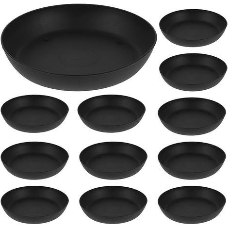 30 soucoupes rondes en plastique pour pots de fleurs succulents (noir)-11.00X11.00X2.50CM-Black (1/4)