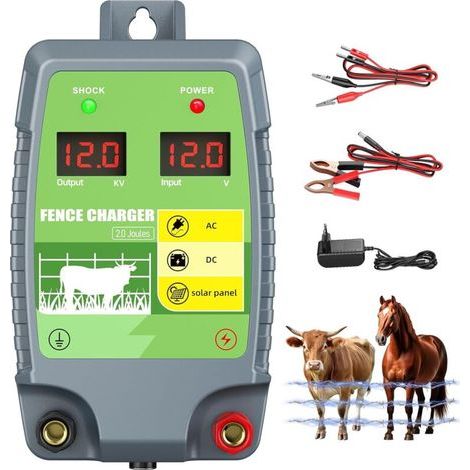 10 km Elektrozaungerät, netzbetrieben, für Nutztiere (Pferde, Kühe, Schafe) für Bauernhöfe und Gärten (1/5)