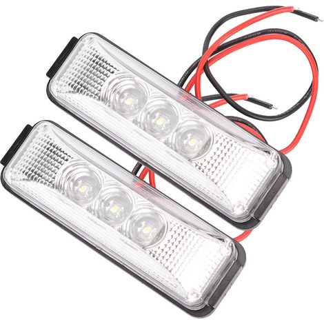 Feux latéraux de camion 12V LED 1,2W blanc, 3 perles, coque ABS+PC, 2 pièces, signalisation latérale (1/4)