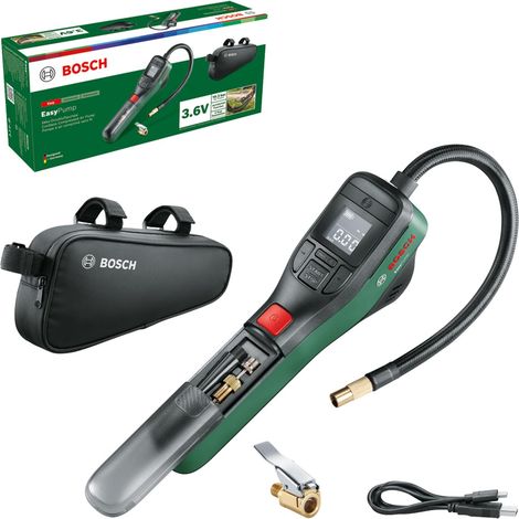 pompe a air comprimé sans fil BOSCH Easypump 3,6V - pour gonfler pneus (vélo, voiture, moto) ballons avec sacoche vélo 060394