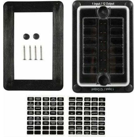 Porte-Fusible 12 VoiesAvec Indicateur Led, Convient Pour Voiture Et Marine 12-32V Dc (1/4)