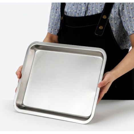 Plateau rectangulaire en inox 304, 36 x 27 x 2,5 cm