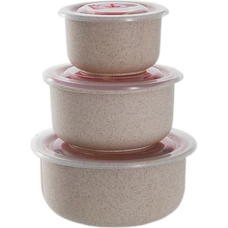 Boîte à bento en paille de blé, boîte à lunch écologique, saladier avec couvercle, compatible micro-ondes, blanc crème (1/4)