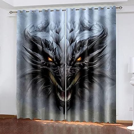 Dragon Lot de 2 Rideaux Occultants, Dragon Modèle Rideau Thermique Isolant Anti Froid, 140x240, Rideau Occultant avec Œillets Rideau Fenetre - 140L X 240H cm (2 Panneaux) (1/5)