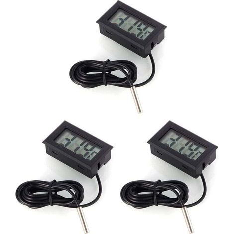 Enowelir Monitor de Temperatura Digital LCD Termómetro con sonda Externa para el refrigerador y congelador Acuario -Black (1/4)