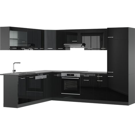 Cuisine en angle R-Line, Noir brillant/Anthracite, 227 x 287 cm , PT Anthracite, Vicco (1/5)