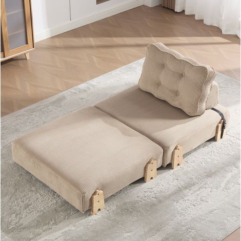 Sofá cama individual de pana plegable 90 x 170 cm caqui OKMYHOME (1/5)
