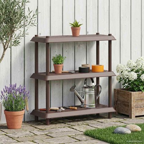 vidaXL Unité de rangement 3 niveaux 100 x 40 x 96 cm PP Marron (1/5)
